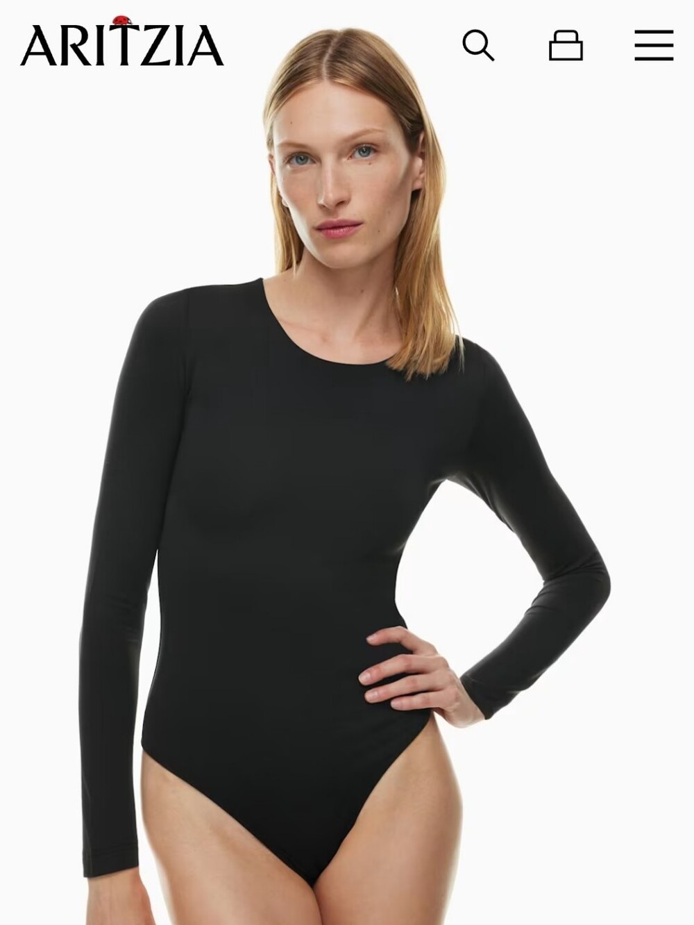 Aritzia Babaton Contour Crew Longsleeve Bodysuit Black Size Small/Excellent Cond